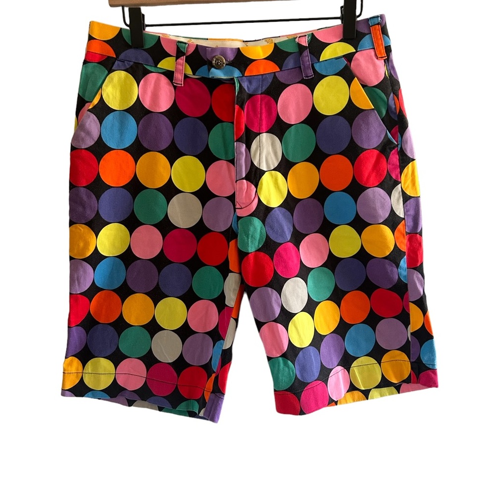 Loudmouth Golf Multi Colored Large Polka Dot Disco Balls Bermuda Shorts 33 Mens